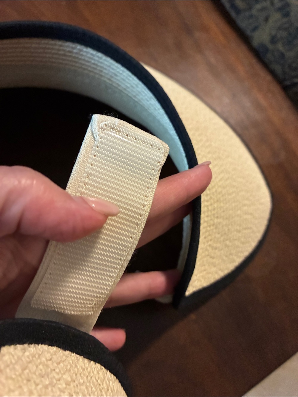 Beige Straw Sun Visor with Black Trim - Picture 3 of 4